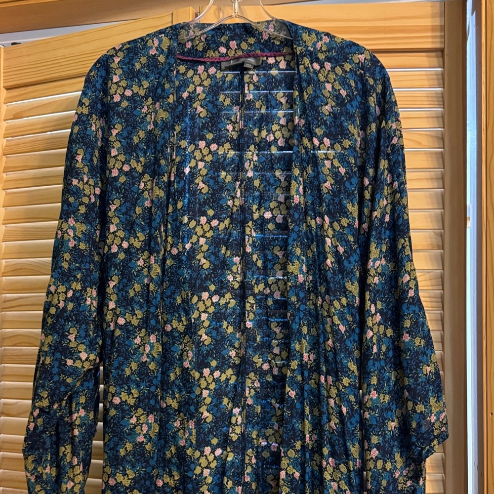 Anthropologie Floral Robe - Blue and Yellow